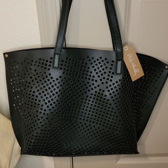 Pink Haley Black Mesh tote bag with a matching crossbody bag - Picture 15 of 16